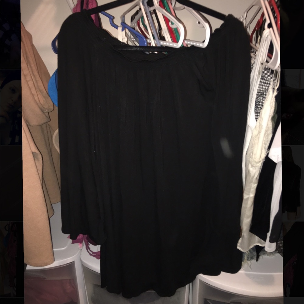 Bell sleeve black dress